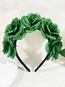 1件装女士金色、银色、红色、蓝色玫瑰花仿真花黑色发箍，圣诞节、新娘婚礼装饰发圈，女士发带发饰头饰美容家居卧室装饰 - 玫瑰 - 查看 19