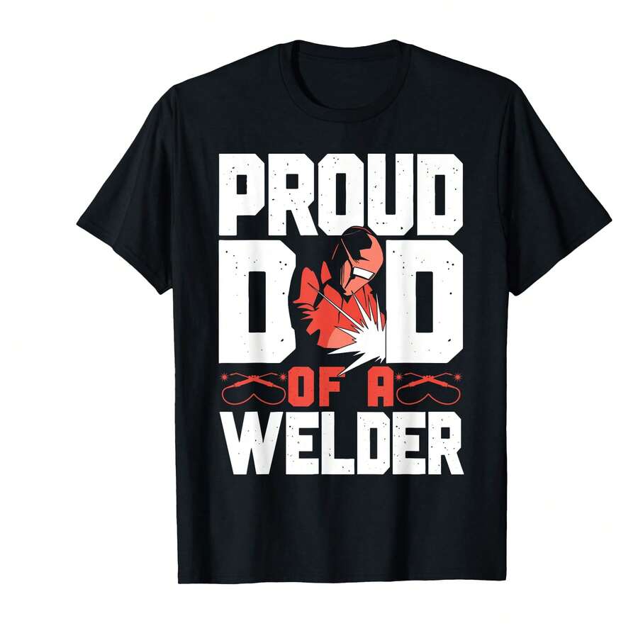 Camiseta vintage "Orgulloso padre de un soldador" para soldador/padre - Negro - Ver 1