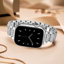 Pulseira de relógio feminina com diamantes brilhantes, compatível com pulseiras , 38 mm, 40 mm, 41 mm, 42 mm, 44 mm, 45 mm, 49 mm, pulseira de metal feita à mão para reposição de joias femininas, elástica retrátil, brilhante, acessórios de metal premium para , compatível com séries 10/9/8/7/6/SE/5/4/3/2/1