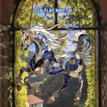 A Set Of 2D Acrylic Colored Glass Horse Sun Catcher Wall Decoration Pendant, Animal Themed Sun Catcher Decoration, Suitable For Home Wall Decoration, Room Decoration, Office Decoration, Bedroom Window Decoration, Summer Garden And Vacation Home Decoration; Interesting And Fashionable Design Style