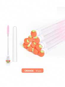 Cepillo de pestañas en forma de tubo con diseño de frutas de dibujos animados, cepillo de pestañas de cristal portátil y redondo para el peinado de pestañas