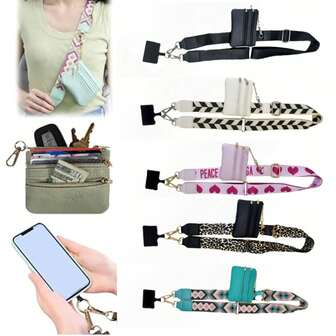 Phone Strap Crossbody, Clip And Go Strap For Phone With Wallet Crossbody, Phone Strap With Zippered Pouch