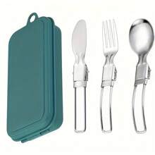 Compact Stainless Steel Cutlery Set (3pcs) – Portable Spoon, Fork & Knife | Durable, Polished Finish | Ideal For Camping, Hiking & Outdoor Dining