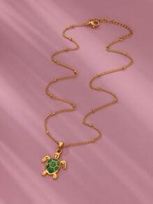 1PC Mode Groene Schildpad Kettingen Voor Vrouwen Goud Kleur Rvs Zeeschildpad Hanger Ketting Bruiloft Esthetische Boho Sieraden Gift
