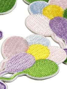 6 Stücke bunte Ballon-Muster bestickter Gewebe-Aufnäher, Cartoon süßer Stil Polyester selbstklebender Näh-Applikations-Aufnäher für Kleidung, Taschen, Schuhe, Hüte, Heimdekoration