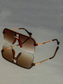 Nuevas gafas de moda con doble puente y montura retro de media montura, elegantes y minimalistas, versátiles para la playa, fiestas y uso diario, adecuadas tanto para hombres como para mujeres