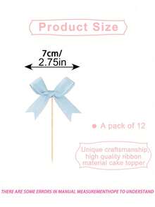 24 piezas - Decoraciones de magdalenas con lazos azules, decoraciones de cumpleaños con lazos azules, decoraciones para temas de baby shower, decoraciones para fiestas de despedida de soltera y bodas para pasteles. - Azul - Ver 5
