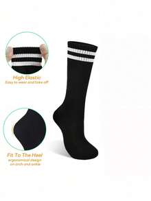 1 Pair Kids Breathable Sports Training Football Socks, Striped Knee High Socks For Girls And Boys, Baseball, Softball, Sports, Children Aged 2-12, Kids School PE And Knee High Sports Socks - Multicolor - View 7