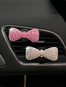 1/2pcs Sparkling Rhinestone Butterfly Vent Clip Air Freshener, Alloy Decorated Scented Car Ornament