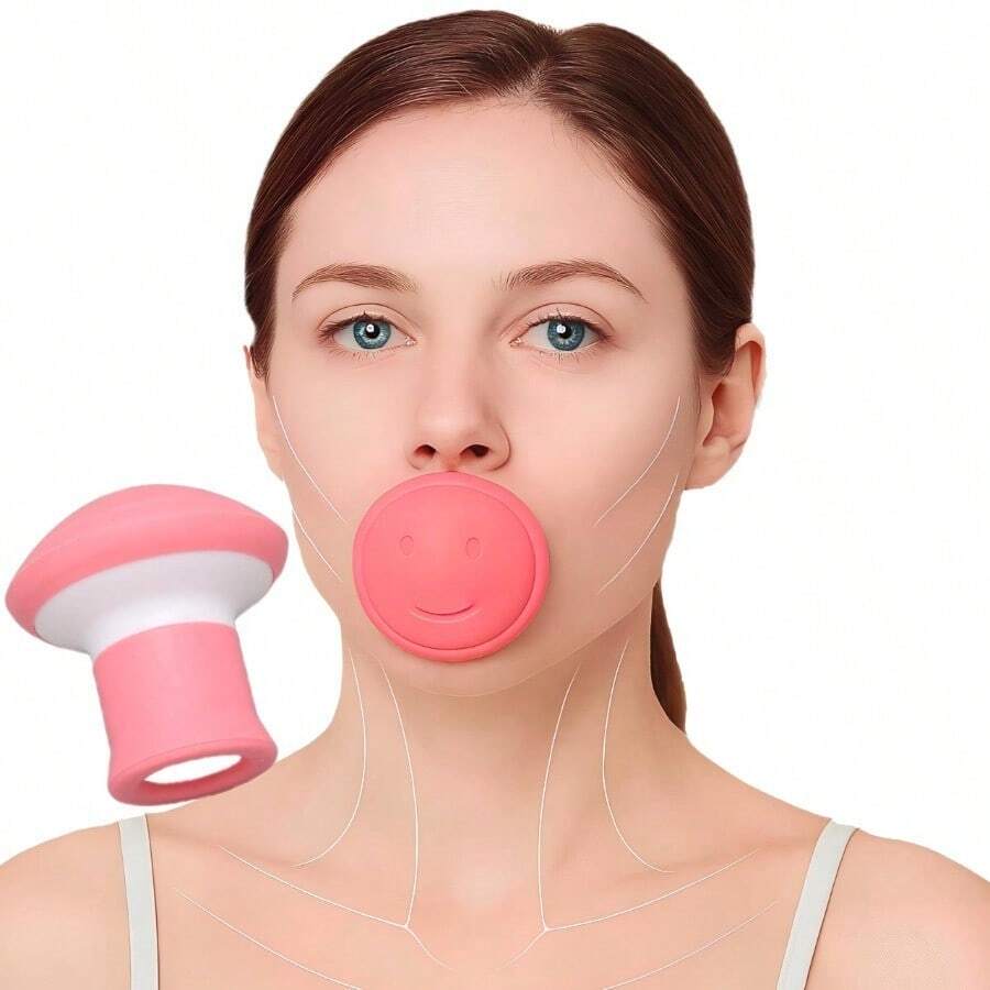 1PCS Exerciser,Double Chin Reducer,Facial Yoga For Skin Tighten Firm,Face Exerciser& Jawline Shaper, Jaw Trainer,Facial And Neck Exercise For Women And Men,Double Chin Breathing Exercise Device (Pink) - hồng - Xem 1