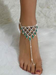 时尚镂空水滴水钻脚链，女士海滩派对婚礼首饰
