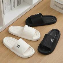 , EVA Slides - Non-Slip, Thick Sole Open-Toe Slippers In Solid Colors With "You Run" Design, Comfortable For Indoor & Shower Use, All-Season Wear