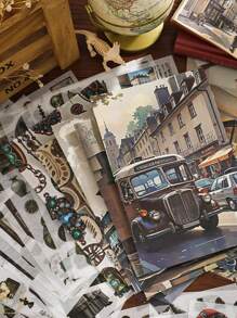 1 Pack/50pcs Vintage Character & Antique Item Stickers, Slow Life Theme Decorative Sticker Pack For Scrapbooking, Planner, Back To School