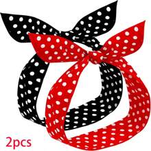 2 Stück Frauen Bandana, Polka Punkt und Streifen Stirnband im Vintage Stil Muster, Haarband, Turban Stirnband, Schweißband, modischer Haarreif für den täglichen Gebrauch