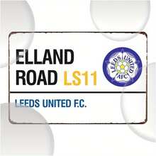 1pc 2D Flat, Leeds United Football Club Retro Metal Sign, 30x20cm - Vintage Wall Art With Elland Road Design, Suitable For Men's Cave, Bar, Cafe, Garage And Farmhouse Decor, Great For Room Decoration, Pre-Drilled Holes - Multicolor - View 4