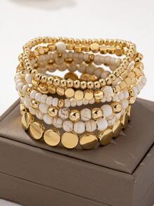 10pcs/Set Boho Chic Elastic Glass Seed Beaded Bracelets For Women, Handmade Jewelry (Quantity, Bead Size And Position Random)