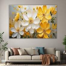 Flowers Canvas Art Wall Decor Yellow And White Framed Galsang Floral Prints And Posters Wall Hanging Decorations Ready To Hang For Bedroom Bathroom