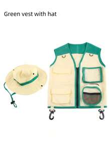 Gilet per l'avventura all'aperto, per bambini e ragazzi, con strumento per catturare gli insetti, con cappello, traspirante e confortevole, con lente di ingrandimento, ideale per esplorare la natura, adatto per attività all'aperto, weekend e vacanze con la famiglia, regali per il ritorno a scuola