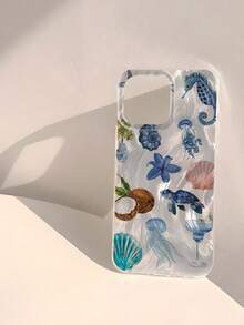 Ocean 1pc Marine Elements Minimalist Pattern Waterproof, Anti-Fingerprint, Scratch Resistant Transparent IMD Glossy Smooth Soft Phone Case - Multicolor - View 4