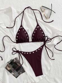 女士新款欧美风两件套比基尼套装