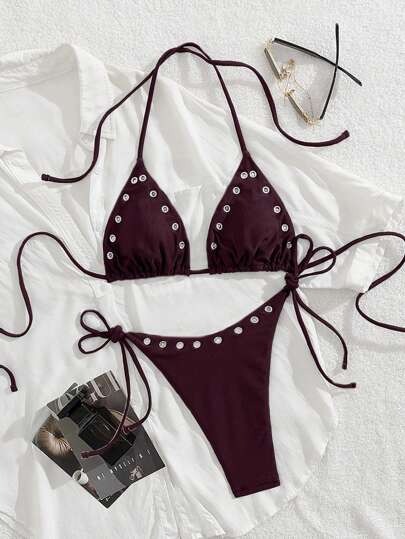 Conjunto de bikini de dos piezas, estilo europeo y americano, para mujer