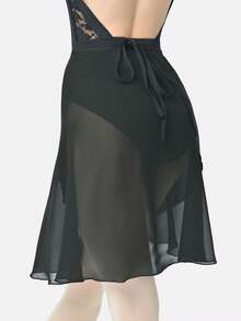 DonsGirl 1件女士中长雪纺裹身连衣裙，纯色，适合芭蕾舞表演