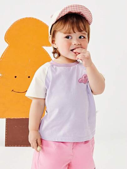 mini bala Boys' And Girls' Shape-Resistant Colorful Cute Short Sleeve T-Shirt Summer