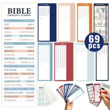 Granrouto 69 Stück Bibellesezeichen, Bibel-Lesefortschritts-Lesezeichen, Bibel-Lesezeichen im Großverkauf, Bibelnotfall-Nummern-Lesezeichen, Inspirierende christliche Lesezeichen, religiöse Geschenke für Frauen und Männer für Bibelstudium, Schulmaterial, Rückkehr zur Schule