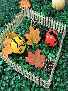 1 Set Small Fairy Tale Garden Fence, Wooden Decor, DIY Craft Project, Small Peaked Fence (Coffee & White), Length 35 Inches - Multicolor - View 4
