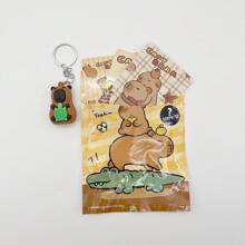 1pc/3pcs Cute Capybara Keychain Toys, Blind Box, Lovely Backto School Gifts, Each Contains A Collectible Capybara Card, Birthday Party Favors, Cartoon Doll Pendant, Small Party Supplies