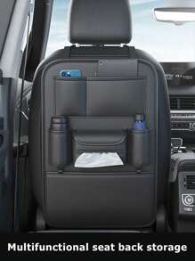 1pc Car Seat Back Storage Organizer Bag, With Tissue Box Holder
