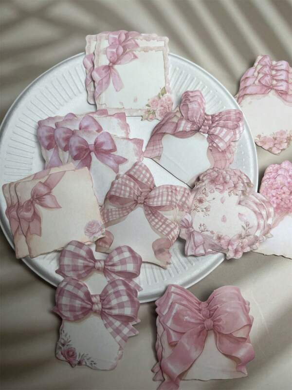 30pcs/Pack Vintage Natural Kraft Paper Sticker Set, Watercolor Butterfly, Floral, Heart Shaped Note Stickers For Diary, Scrapbooking, Decoration School Supplies,Back To School