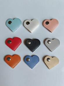 混色心形线缆收纳盒，耳机线绕线收纳盒，PU 皮革线缆收纳盒，男女通用礼品