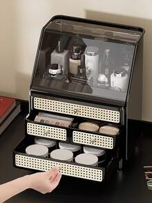 French Vintage Drawer Style Cosmetic Storage Box, Dust-Proof Desktop High-End Large Capacity Multi-Functional Skincare And Jewelry Organizer - Multicolor - View 5