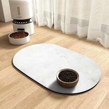 1 件灰色椭圆形宠物垫吸水食物垫防滑速干饮水器地毯适用于宠物狗猫家居房间用品狗用品、狗用品、猫用品、小狗保管食物、狗食垫、猫食垫 - 彩色 - 查看 14