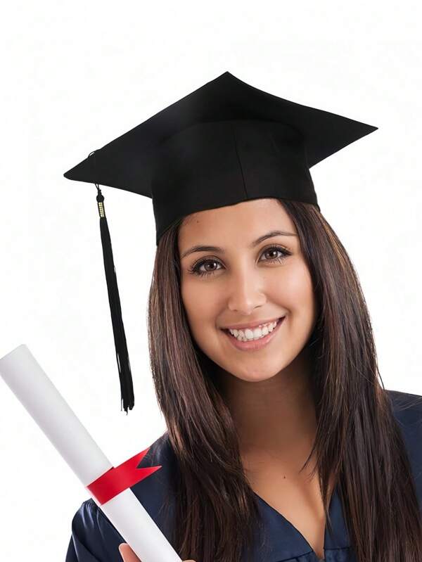 1 pièce - Chapeau de graduation en carton neutre, chapeau de graduation pour adulte avec franges, accessoires de robe de graduation, noir, belle décoration de gland, éléments classiques, sera un excellent accessoire de tenue de graduation, utilisé pour célébrer la remise des diplômes, convient comme accessoire photo