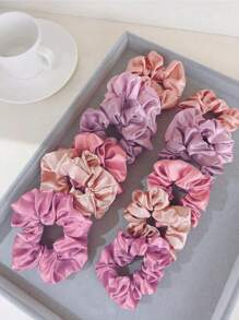 12 Stück rosa Satin Haargummis, elegante Imitat-Seide Haargummis mit hoher Elastizität, Haraccessoires für Frauen