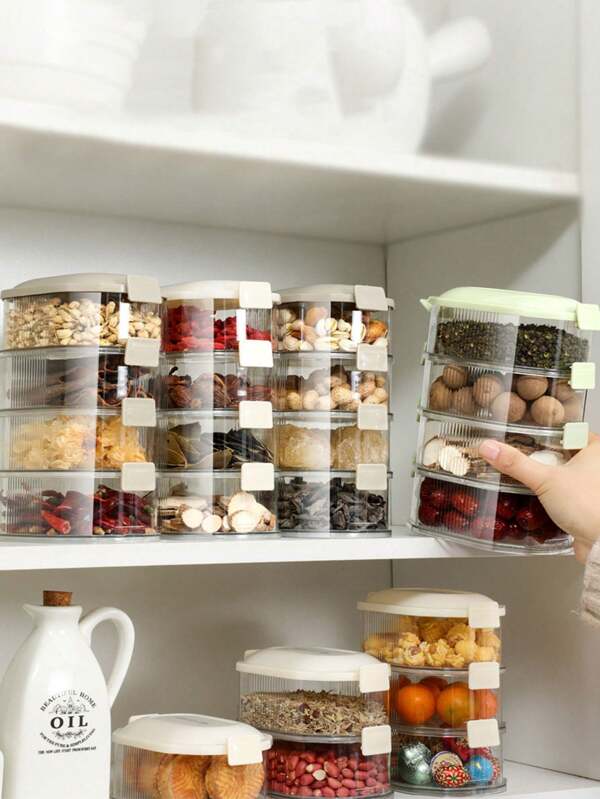 1pc/2pcs/3pcs/4pcs/5pcs Kitchen Spice Herbs Condiment Food Organizer Sealed Storage Box