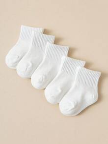 5双可爱弹力婴儿袜，男女通用 - 白色 - 查看 6