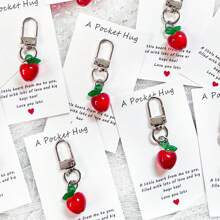 1/5/10pcs Cute Fruit Design Pocket Hug Card Gift Set, Apple/Strawberry/Cherry Shaped Keychain Charm, Backpack Decor, Wedding Party Favors, Encouragement Tokens, Home Decorations, Gifts For Family, Friends, Wedding Guests, Special Birthday, Wedding, Valentine's Day, Graduation, Back To School