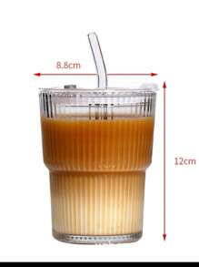 Stilvolle & kreative Wassergläser | Bambusmusterige Kaffeetasse, gestreifte Glasstasse, Office & Home Ins Stil Getränkebecher Schulanfang