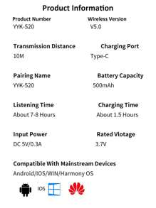 ENC Noise-Proof Wireless Headphones With Dual Microphones - Hands-Free Earbuds For Computer, Mobile, Truck Drivers, And Home Offices - Long-Lasting Lithium-Polymer Battery, Type-C Jack, And Wireless Charging Case Included