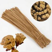 Paquete de valor de 100 piezas de limpiapipas de tela flexible de colores surtidos para suministros de manualidades y decoraciones caseras, juego de torsión con dos opciones de color, kits de flores de limpiapipas
