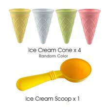 冰淇淋主题沙滩玩具 儿童STEM冰淇淋蛋筒模具 户外亲子互动玩具 沙滩挖坑套装 泳池派对礼品套装 ABS沙滩早教玩具 颜色随机