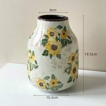 "Wazon ceramiczny ze spękaniami słonecznika – dekoracja stołu w stylu rustykalnym, mały wazon na kwiaty do domu/biura/kawiarni (ręcznie wykonany, glazura z efektem spękania lodu)"