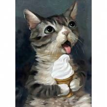 1pc Funny Animals Personify Poster Print Cat Dog Rabbit Hamster Eat Something Canvas Painting Wall Art For Living Room Home Decor Optional Frame