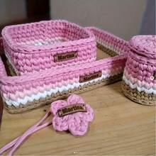 3pcs DIY Wood Crochet Basket Bases With Blank Wood Boards, Mixed Colors, 3 Sizes, Suitable For Crafts, Sewing, And Home Decor, Great For Customized Handmade Bags, Wallets And Storage Baskets - Wood Color - View 9