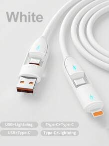 OIITH 4-In-1 60W/100W(MAX)/27W Type C Fast Charging Cable, Silicone Micro USB Type C Charger ,Suitable For Smart Phone USB Multiple Ports, Charging Cable Compatible With Iphone 16/15/14/13/12/11/ S24/S23/S22/S21, Vivo,Compatible With Samsung,Can Charge Other Devices At Full Speed! Nan