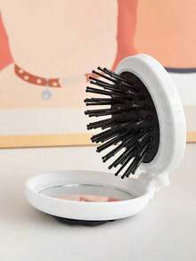 1 件郁金香花朵便携式气囊镜梳，可折叠口袋化妆镜，花朵设计紧凑型桌面镜，女士和女孩便携式旅行镜，化妆和外观镜梳二合一，旅行用品，婚礼，派对，生日礼物，配饰