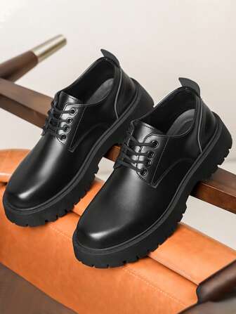 Calzado casual con cordones, de estilo nuevo para hombres, apto para negocios, boda, casual, estilo británico, formal, informal, con elevación, suela gruesa, botas casuales de caña baja